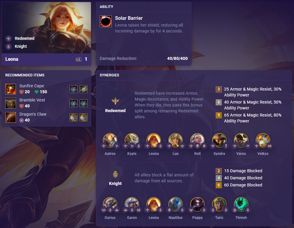 TFT Set 5 Leona