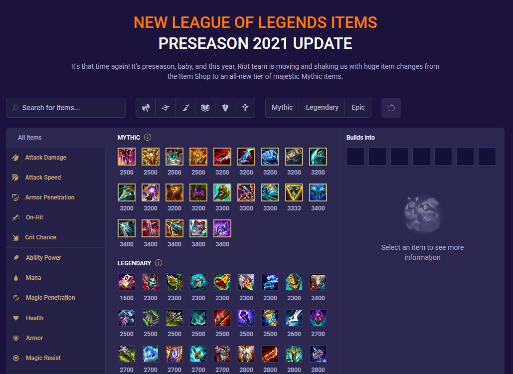 Season 11 Items feature