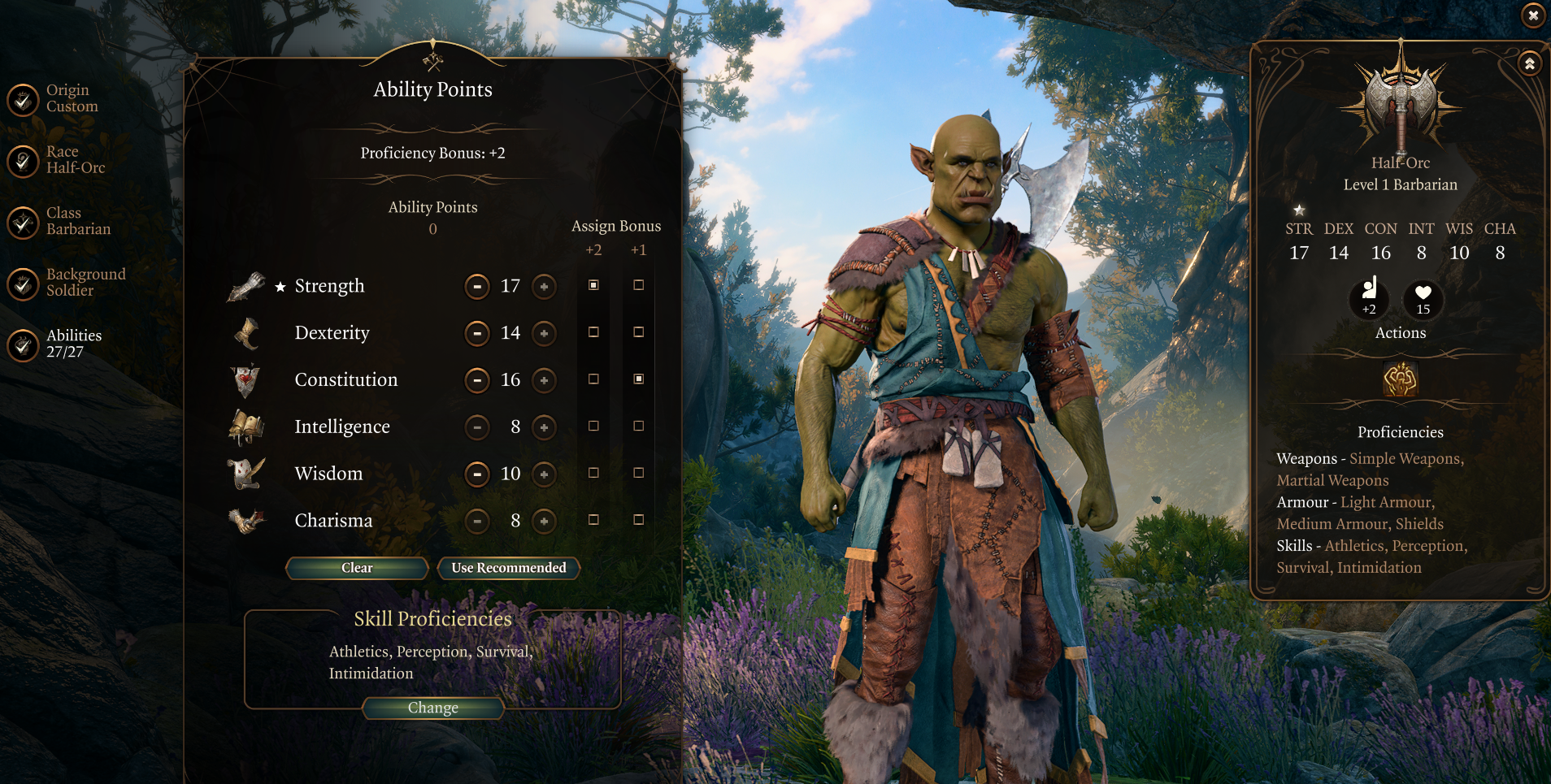 half orc berserker character creation