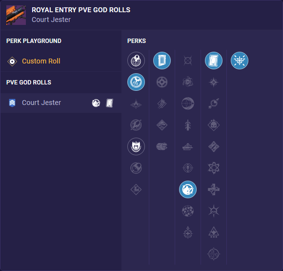 royal entry pve build