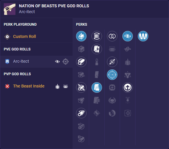 nation of beasts pve god rolls