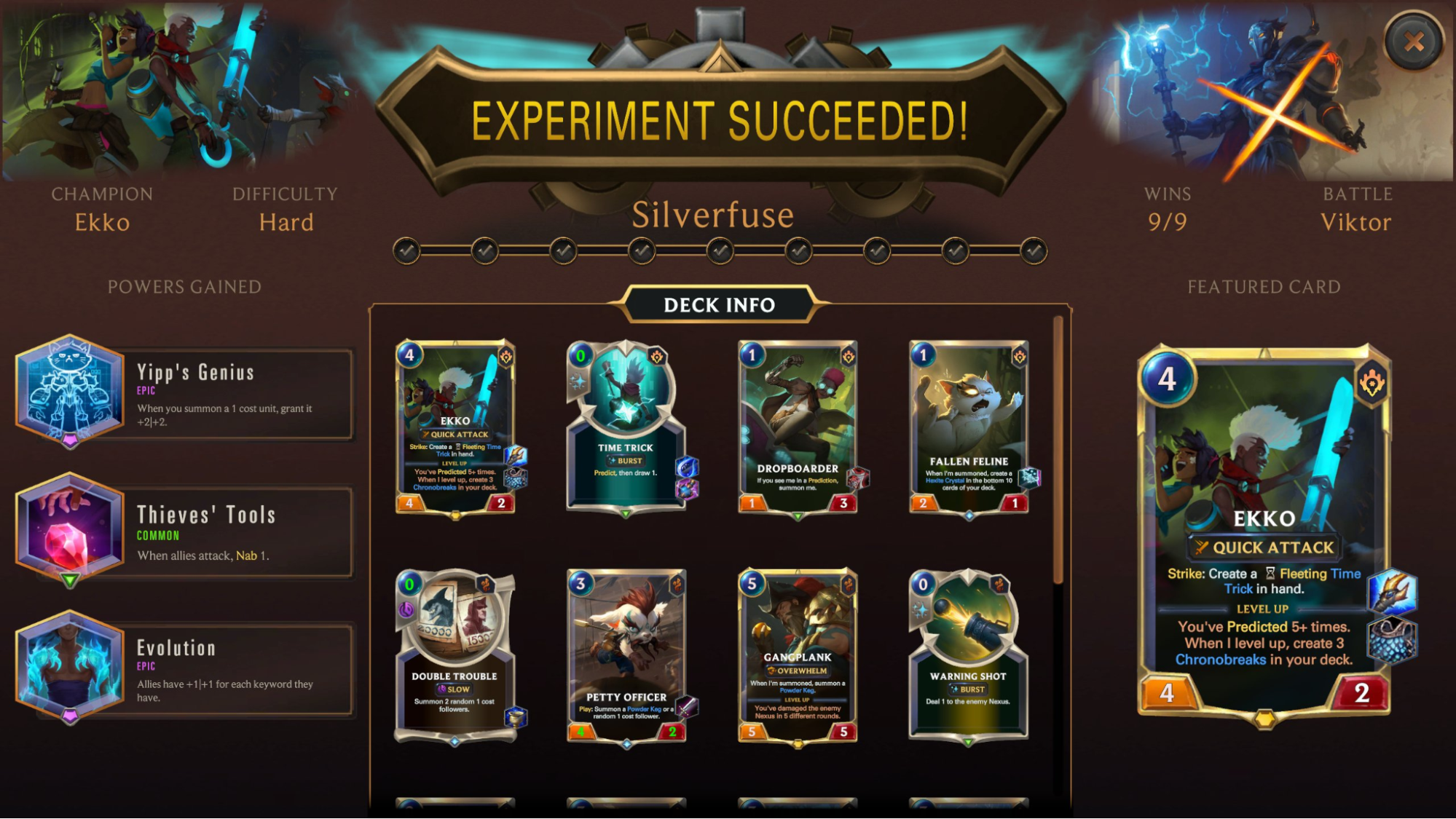 experiment suceeded ekko