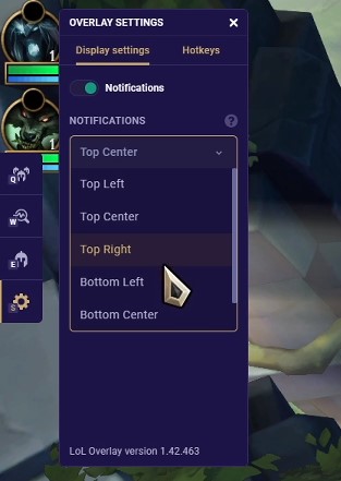 LoL Overlay Tab + S Notification locations