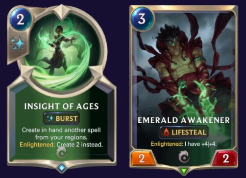 6e48adfd-insight-of-ages-and-emerald-awakener-lor-cards Insight of Ages and Emerald Awakener (LoR cards)