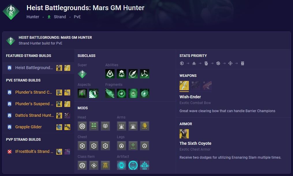hunter heist battlegrounds mars build