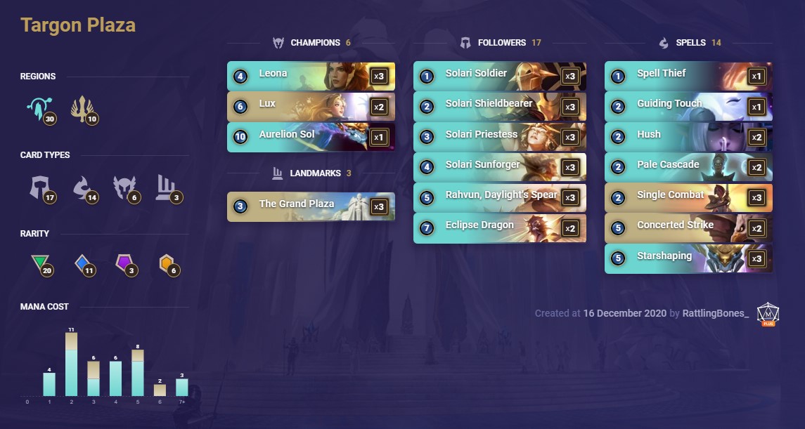 Rattlingbones's Targon Plaza (LoR decklist)