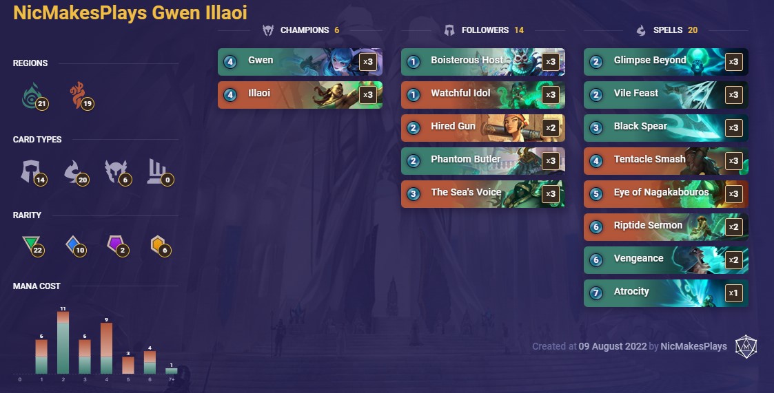 NicMakesPlays Gwen Illaoi (LoR Deck)