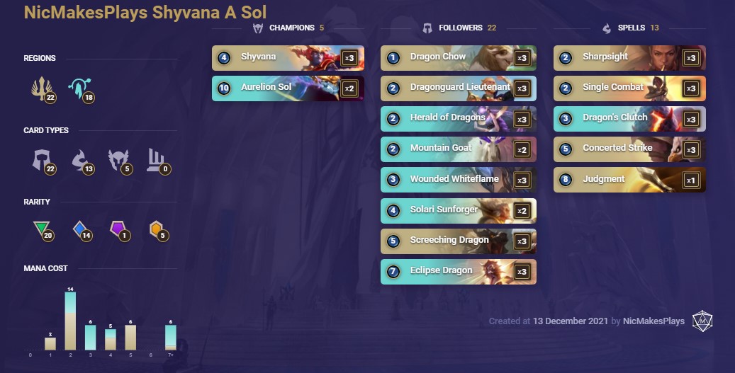 d5577838-nicmakesplays-shyvana-a-sol-lor-deck NicMakesPlays Shyvana A Sol (LoR Deck)