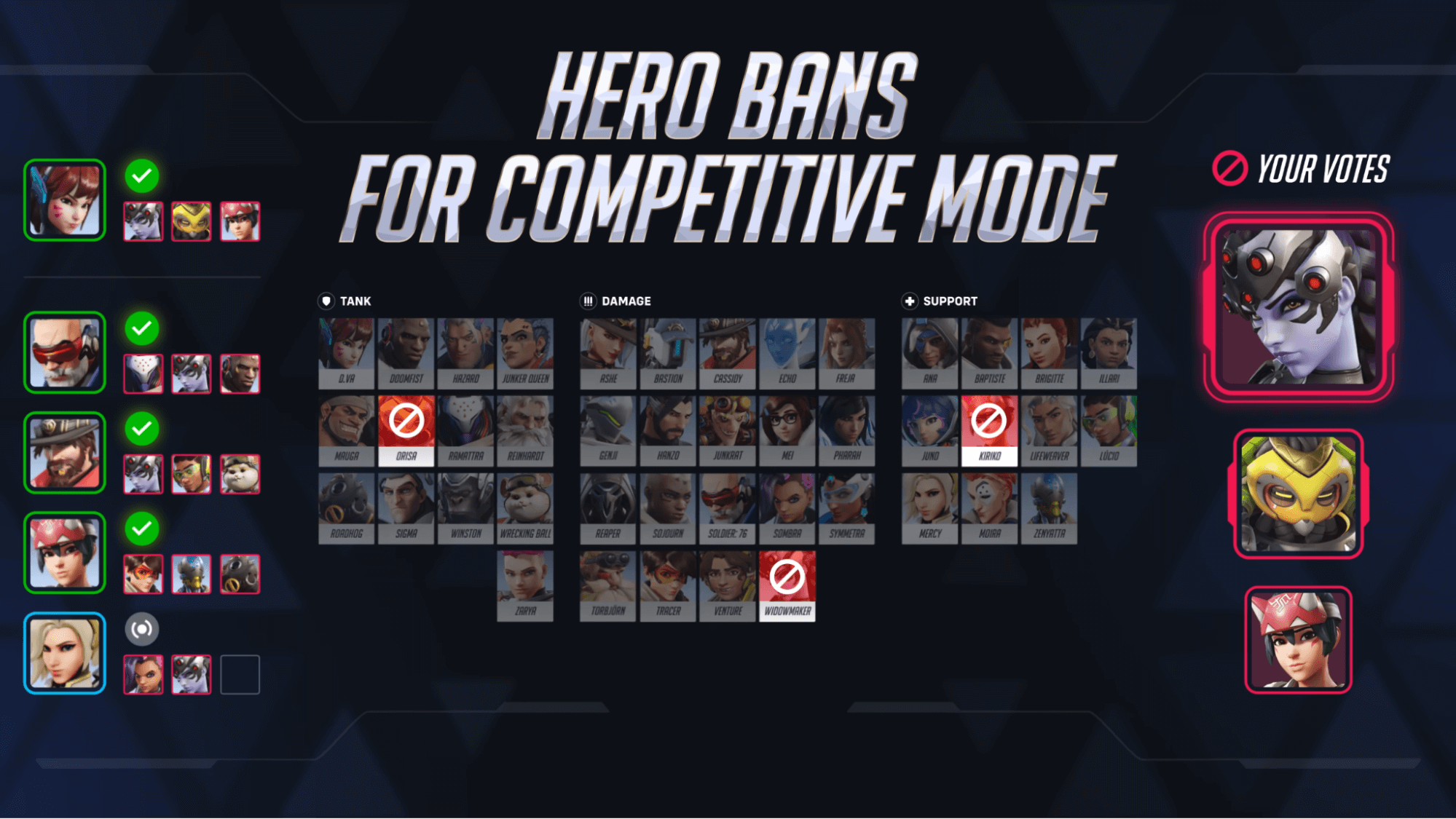 Hero bans for competitive mode