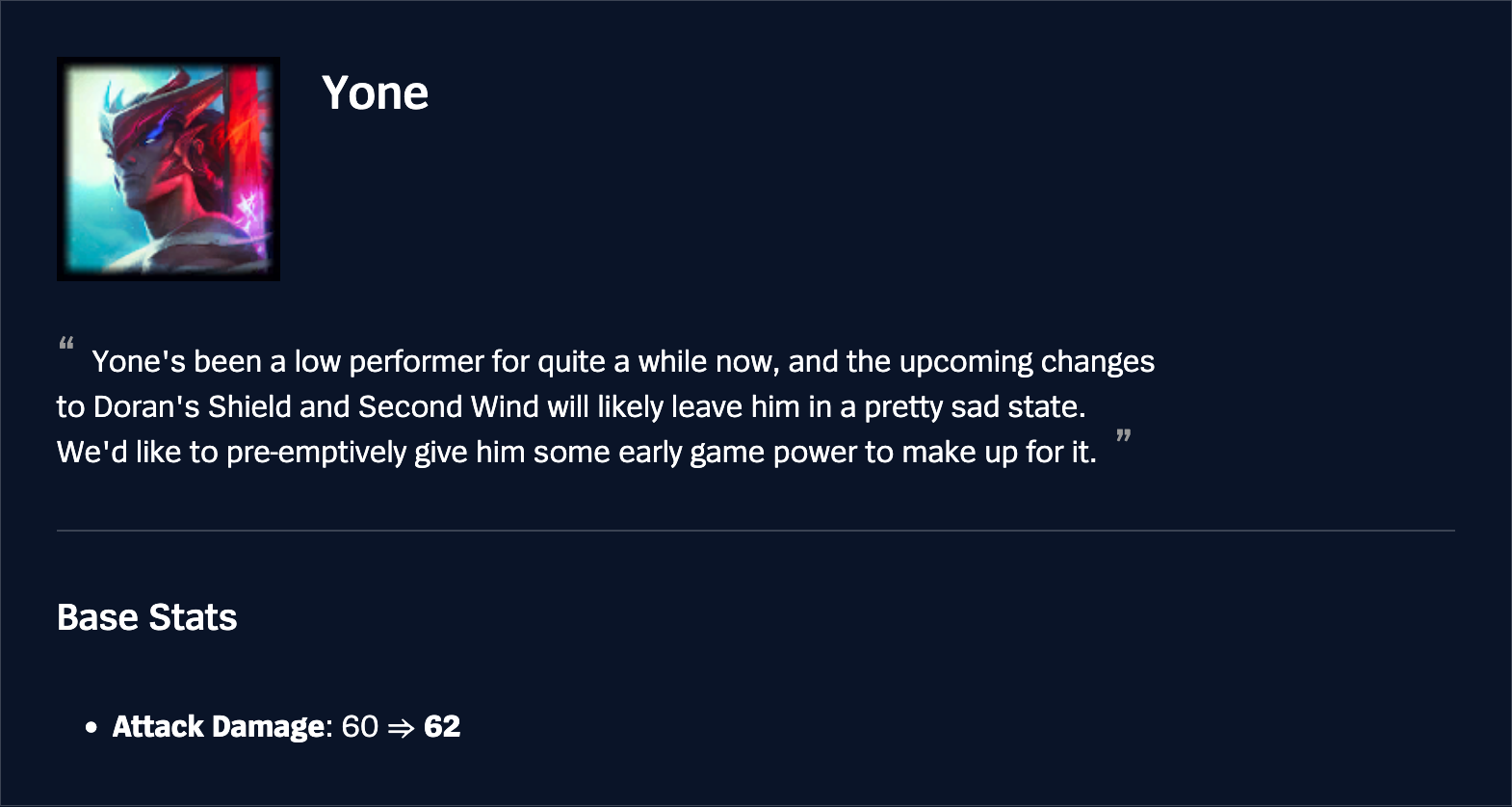 Patch 25.21 Yone
