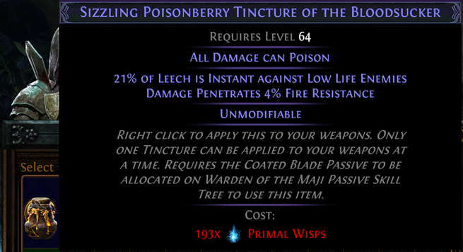 PoE Affliction Tinctures