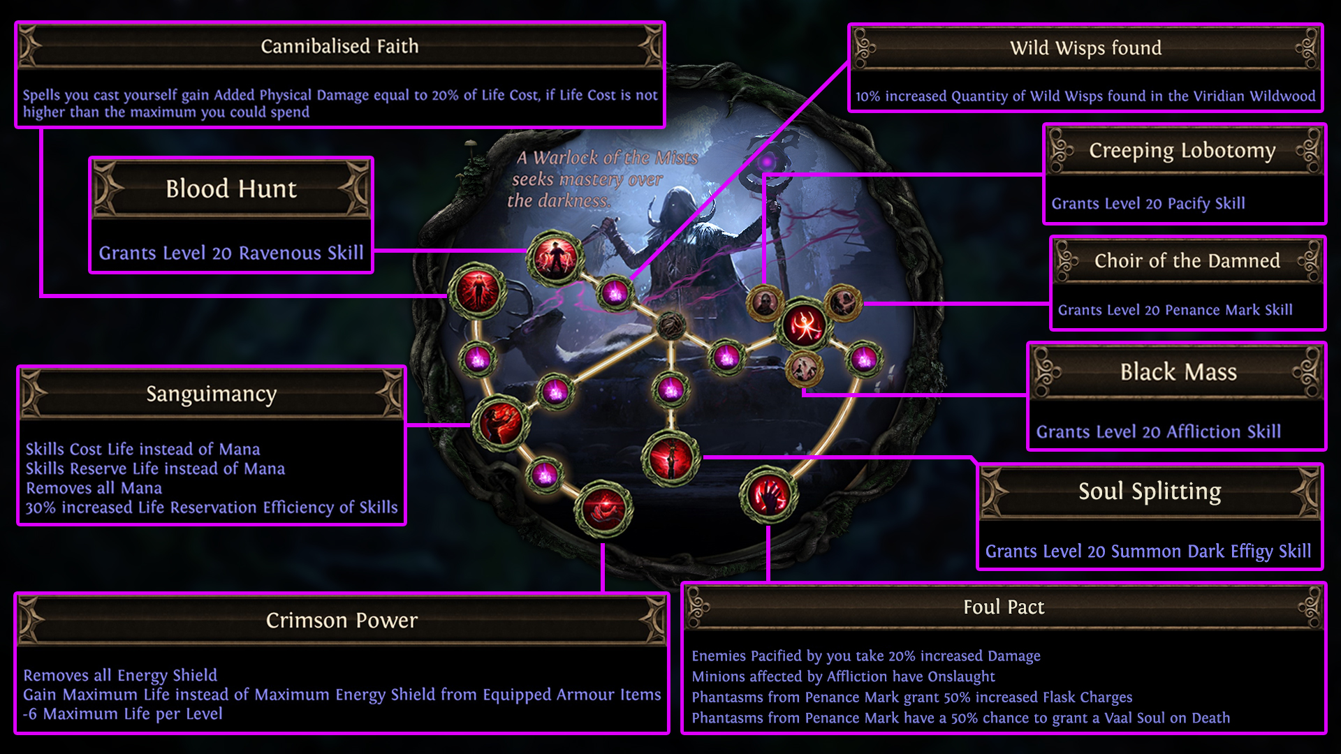 PoEAffliction_WarlockoftheMists_WildwoodAscendancy_Infographic