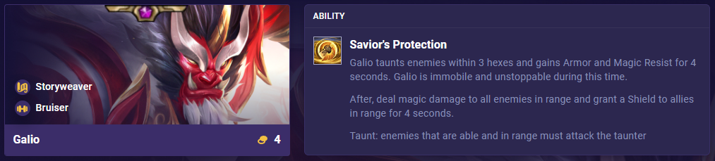 TFT Set 11 Ability Galio